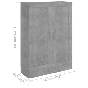 vidaXL Βιβλιοθήκη Γκρι του Σκυροδέματος 82,5x30,5x115cm Επεξ. Ξύλο 1 τεμ.