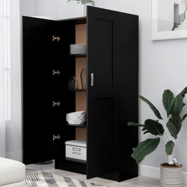 vidaXL Βιβλιοθήκη Μαύρη 82,5x30,5x150cm Επεξ. Ξύλο 1 τεμ.