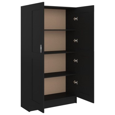 vidaXL Βιβλιοθήκη Μαύρη 82,5x30,5x150cm Επεξ. Ξύλο 1 τεμ.