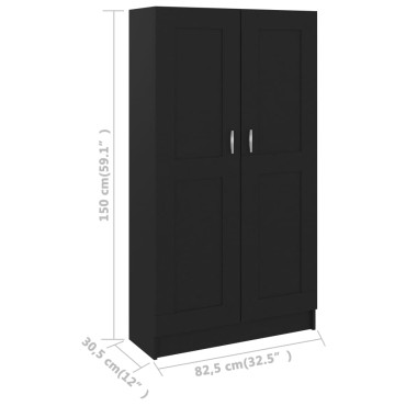 vidaXL Βιβλιοθήκη Μαύρη 82,5x30,5x150cm Επεξ. Ξύλο 1 τεμ.