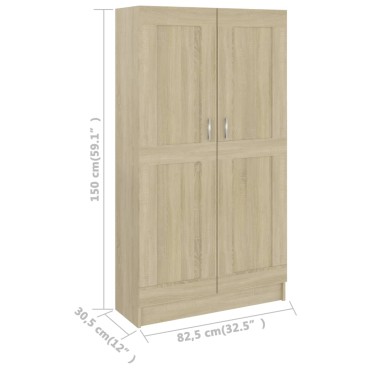 vidaXL Βιβλιοθήκη Χρώμα Sonoma Δρυς 82,5x30,5x150cm Επεξ. Ξύλο 1 τεμ.