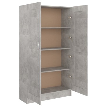 vidaXL Βιβλιοθήκη Γκρι του Σκυροδέματος 82,5x30,5x150cm Επεξ. Ξύλο 1 τεμ.