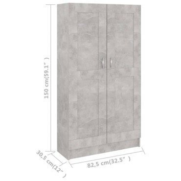 vidaXL Βιβλιοθήκη Γκρι του Σκυροδέματος 82,5x30,5x150cm Επεξ. Ξύλο 1 τεμ.