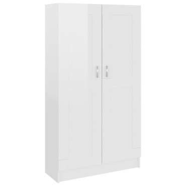vidaXL Βιβλιοθήκη Γυαλιστερό Λευκό 82,5x30,5x150cm Επεξ. Ξύλο 1 τεμ.
