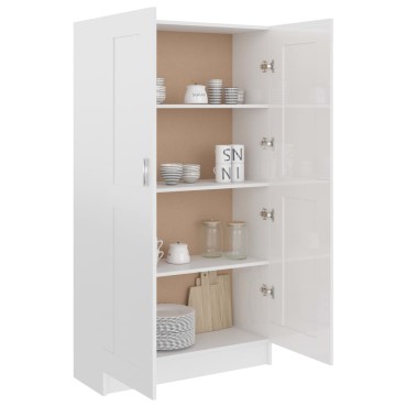 vidaXL Βιβλιοθήκη Γυαλιστερό Λευκό 82,5x30,5x150cm Επεξ. Ξύλο 1 τεμ.