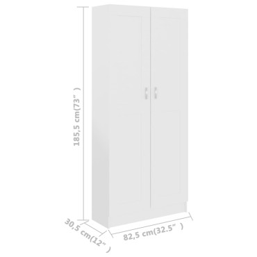 vidaXL Βιβλιοθήκη Λευκή 82,5x30,5x185,5cm Επεξ. Ξύλο 1 τεμ.