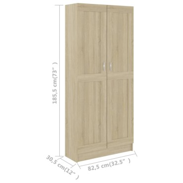 vidaXL Βιβλιοθήκη Χρώμα Sonoma Δρυς 82,5x30,5x185,5cm Επεξ. Ξύλο 1 τεμ.