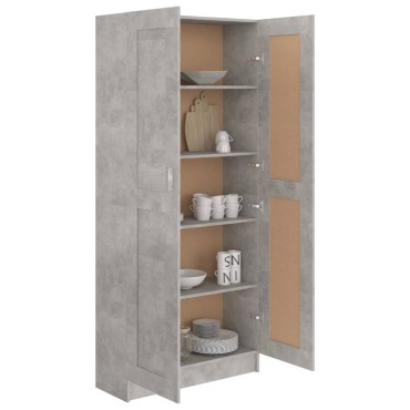 vidaXL Βιβλιοθήκη Γκρι Σκυροδέματος 82,5x30,5x185,5cm Μοριοσανίδα 1 τεμ.