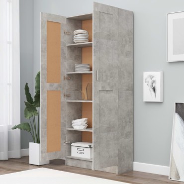 vidaXL Βιβλιοθήκη Γκρι Σκυροδέματος 82,5x30,5x185,5cm Μοριοσανίδα 1 τεμ.