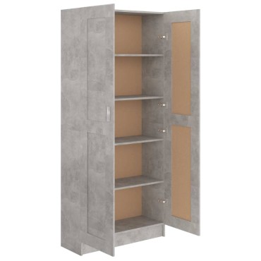 vidaXL Βιβλιοθήκη Γκρι Σκυροδέματος 82,5x30,5x185,5cm Μοριοσανίδα 1 τεμ.
