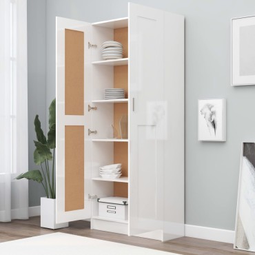 vidaXL Βιβλιοθήκη Γυαλιστερό Λευκό 82,5x30,5x185,5cm Επεξ. Ξύλο 1 τεμ.