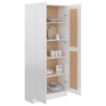 vidaXL Βιβλιοθήκη Γυαλιστερό Λευκό 82,5x30,5x185,5cm Επεξ. Ξύλο 1 τεμ.