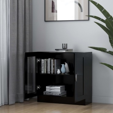 vidaXL Βιτρίνα Μαύρη 82,5x30,5x80cm Επεξ. Ξύλο 1 τεμ.