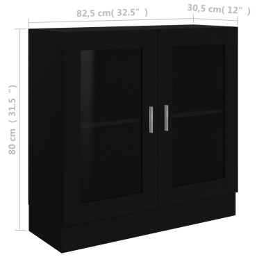 vidaXL Βιτρίνα Μαύρη 82,5x30,5x80cm Επεξ. Ξύλο 1 τεμ.