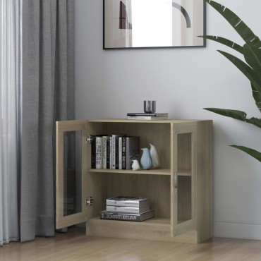 vidaXL Βιτρίνα Χρώμα Sonoma Δρυς 82,5x30,5x80cm Επεξ. Ξύλο 1 τεμ.