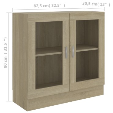 vidaXL Βιτρίνα Χρώμα Sonoma Δρυς 82,5x30,5x80cm Επεξ. Ξύλο 1 τεμ.