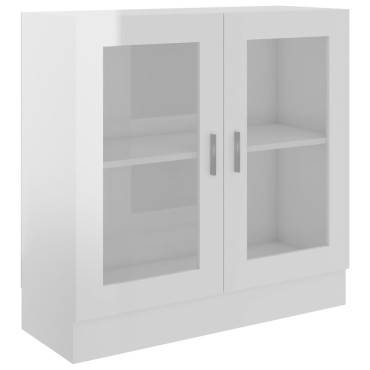 vidaXL Βιτρίνα Γυαλιστερό Λευκό 82,5x30,5x80cm Επεξ. Ξύλο 1 τεμ.