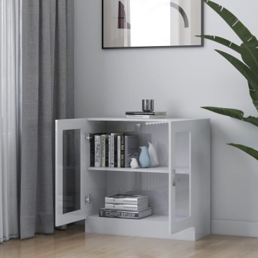 vidaXL Βιτρίνα Γυαλιστερό Λευκό 82,5x30,5x80cm Επεξ. Ξύλο 1 τεμ.