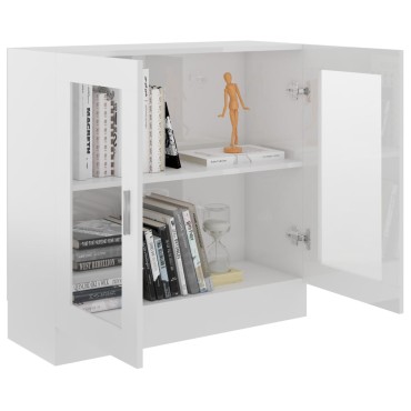 vidaXL Βιτρίνα Γυαλιστερό Λευκό 82,5x30,5x80cm Επεξ. Ξύλο 1 τεμ.
