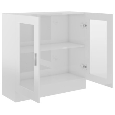 vidaXL Βιτρίνα Γυαλιστερό Λευκό 82,5x30,5x80cm Επεξ. Ξύλο 1 τεμ.