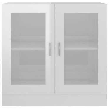vidaXL Βιτρίνα Γυαλιστερό Λευκό 82,5x30,5x80cm Επεξ. Ξύλο 1 τεμ.