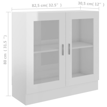 vidaXL Βιτρίνα Γυαλιστερό Λευκό 82,5x30,5x80cm Επεξ. Ξύλο 1 τεμ.