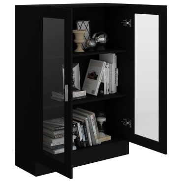 vidaXL Βιτρίνα Μαύρη 82,5x30,5x115cm Επεξ. Ξύλο 1 τεμ.