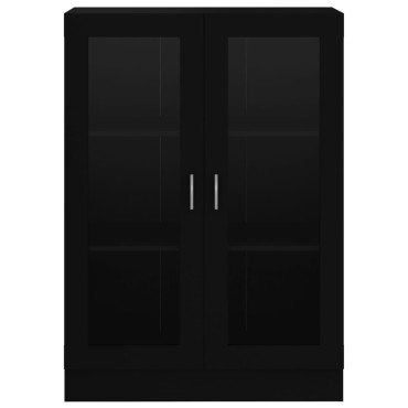 vidaXL Βιτρίνα Μαύρη 82,5x30,5x115cm Επεξ. Ξύλο 1 τεμ.