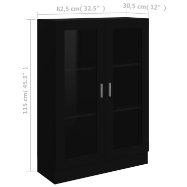 vidaXL Βιτρίνα Μαύρη 82,5x30,5x115cm Επεξ. Ξύλο 1 τεμ.