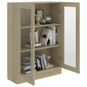 vidaXL Βιτρίνα Χρώμα Sonoma Δρυς 82,5x30,5x115cm Επεξ. Ξύλο 1 τεμ.