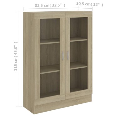 vidaXL Βιτρίνα Χρώμα Sonoma Δρυς 82,5x30,5x115cm Επεξ. Ξύλο 1 τεμ.