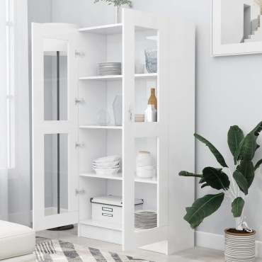 vidaXL Βιτρίνα Λευκή 82,5x30,5x150cm Επεξ. Ξύλο 1 τεμ.
