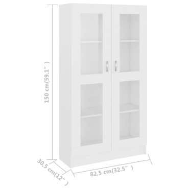 vidaXL Βιτρίνα Λευκή 82,5x30,5x150cm Επεξ. Ξύλο 1 τεμ.