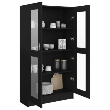 vidaXL Βιτρίνα Μαύρη 82,5x30,5x150cm Επεξ. Ξύλο 1 τεμ.
