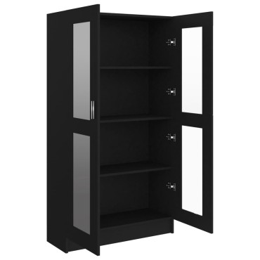 vidaXL Βιτρίνα Μαύρη 82,5x30,5x150cm Επεξ. Ξύλο 1 τεμ.