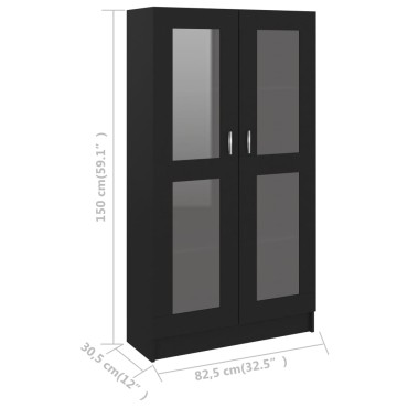 vidaXL Βιτρίνα Μαύρη 82,5x30,5x150cm Επεξ. Ξύλο 1 τεμ.