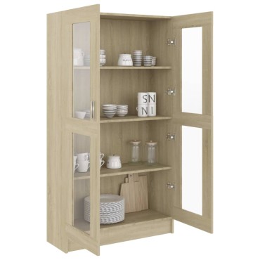 vidaXL Βιτρίνα Χρώμα Sonoma Δρυς 82,5x30,5x150cm Επεξ. Ξύλο 1 τεμ.
