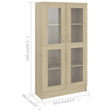 vidaXL Βιτρίνα Χρώμα Sonoma Δρυς 82,5x30,5x150cm Επεξ. Ξύλο 1 τεμ.