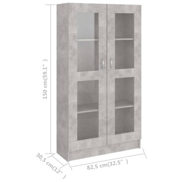 vidaXL Βιτρίνα Γκρι του Σκυροδέματος 82,5x30,5x150cm Επεξ. Ξύλο 1 τεμ.