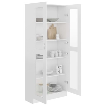 vidaXL Βιτρίνα Λευκή 82,5x30,5x185,5cm Επεξ. Ξύλο 1 τεμ.