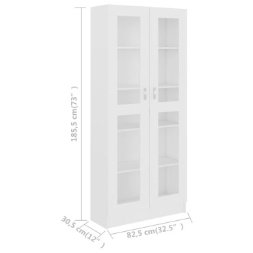vidaXL Βιτρίνα Λευκή 82,5x30,5x185,5cm Επεξ. Ξύλο 1 τεμ.
