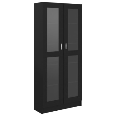 vidaXL Βιτρίνα Μαύρη 82,5x30,5x185,5cm Επεξ. Ξύλο 1 τεμ.