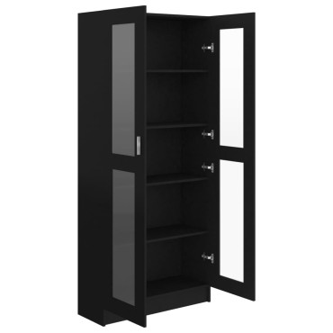 vidaXL Βιτρίνα Μαύρη 82,5x30,5x185,5cm Επεξ. Ξύλο 1 τεμ.