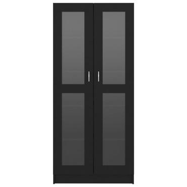 vidaXL Βιτρίνα Μαύρη 82,5x30,5x185,5cm Επεξ. Ξύλο 1 τεμ.