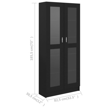 vidaXL Βιτρίνα Μαύρη 82,5x30,5x185,5cm Επεξ. Ξύλο 1 τεμ.