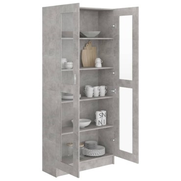 vidaXL Βιτρίνα Γκρι του Σκυροδέματος 82,5x30,5x185,5cm Επεξ. Ξύλο 1 τεμ.