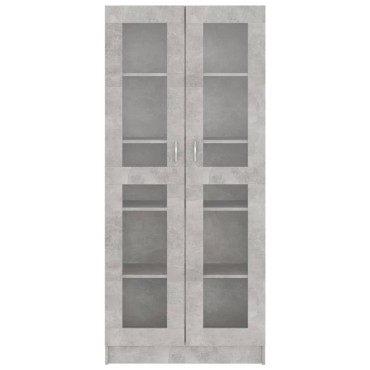 vidaXL Βιτρίνα Γκρι του Σκυροδέματος 82,5x30,5x185,5cm Επεξ. Ξύλο 1 τεμ.