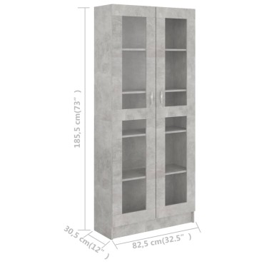 vidaXL Βιτρίνα Γκρι του Σκυροδέματος 82,5x30,5x185,5cm Επεξ. Ξύλο 1 τεμ.