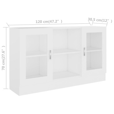 vidaXL Βιτρίνα Λευκή 120x30,5x70cm από Επεξ. Ξύλο 1 τεμ.