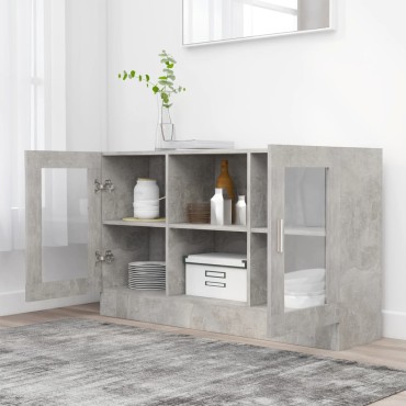 vidaXL Βιτρίνα Γκρι Σκυροδέματος 120x30,5x70cm από Επεξ. Ξύλο 1 τεμ.